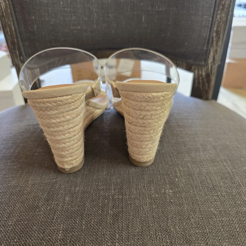 A New Day Wedge Sandals Clear Strap Ansel Platform Heels Tan Size 10 NWT - Picture 4 of 4